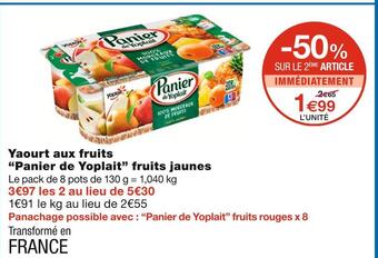 Monoprix Panier de yoplait yaourt aux fruits fruits jaunes offre