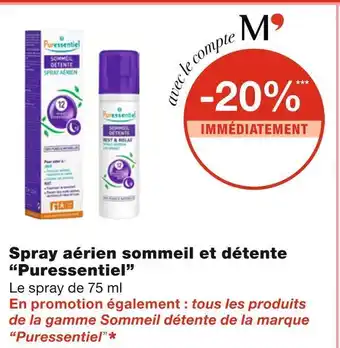 Monoprix Puressentiel bon plan sur le spray aérien sommeil et détente “puressentiel” offre