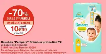 Monoprix Pampers couches premium protection t2 offre