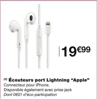 Monoprix Apple écouteurs port lightning offre