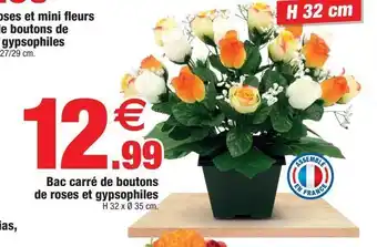 Bazarland Bac carre de boutons de roses et gypsophiles offre