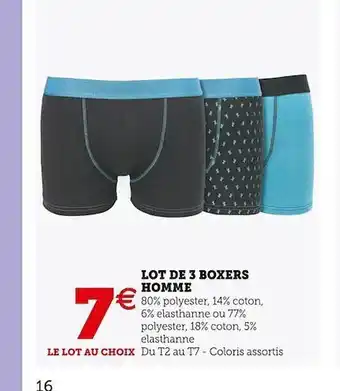 Super U Lot de 3 boxers homme offre