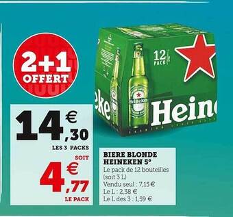 Super U Bière blonde heineken 5° offre