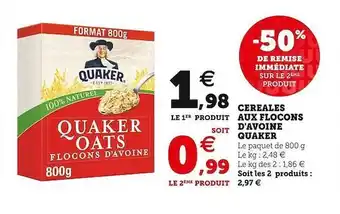 Céréales aux flocons d'avoine quaker