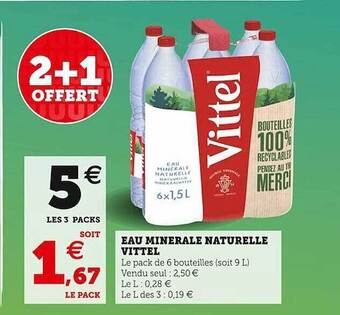 Super U Eau minérale naturelle vittel offre