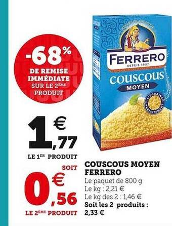 Super U Couscous moyen ferrero offre