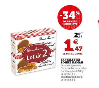 Super U Tartelettes bonne maman offre