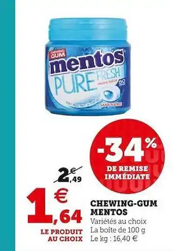 Super U Chewing-gum mentos offre