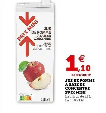 Super U Jus de pomme à base de concentré prix mini offre