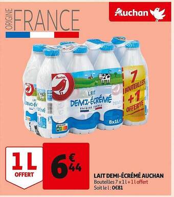 Auchan Lait demi-écrémé auchan offre