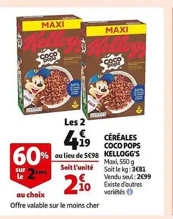 Auchan Céréales coco pops kellogg's offre