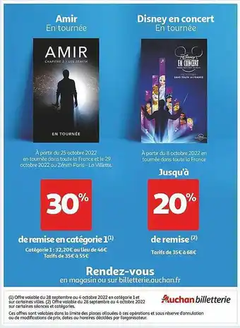 Auchan Amir en tournée, disney en concert en tournée offre