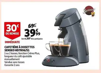 Auchan Cafetière à dosettes senseo hd7806-51 offre
