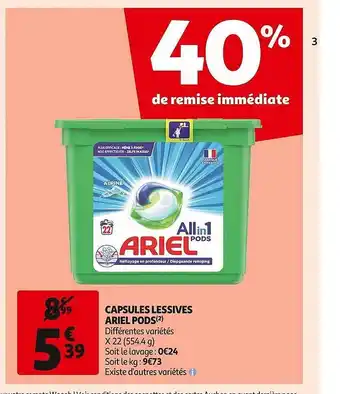 Auchan Capsules lessives ariel pods offre