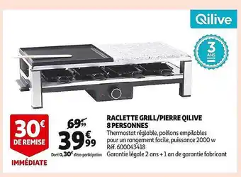 Auchan Raclette grill-pierre qilive 8 personnes offre