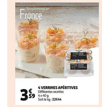 Auchan 4 verrines apéritives offre