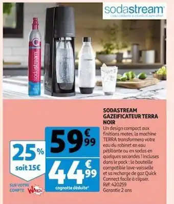 Auchan Sodastream gazéificateur terra noir offre