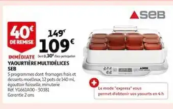 Auchan Yaourtière multidélices seb offre