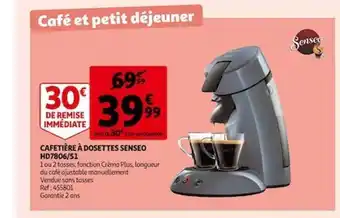 Auchan Cafetière à dosettes senseo hd7806-51 offre