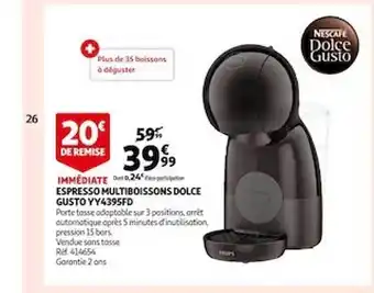 Auchan Espresso multi boissons dolce gusto yy4395fd offre