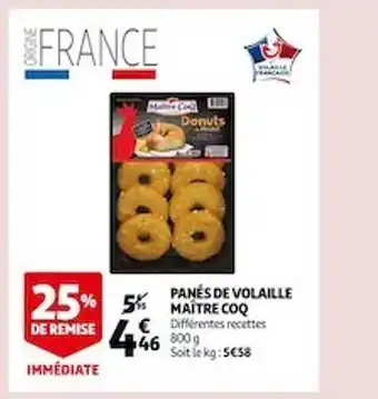 Auchan Panés de volaille maître coq offre