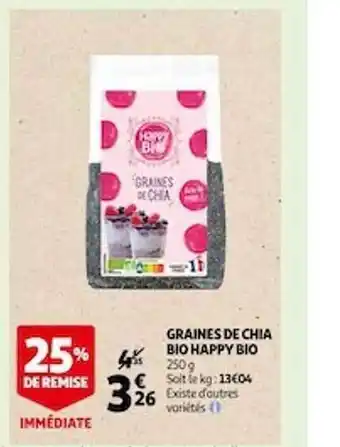 Auchan Graines de chia bio happy bio offre