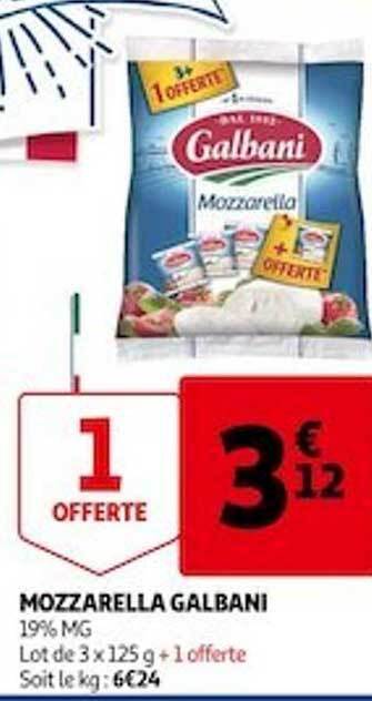 Auchan Mozzarella galbani offre