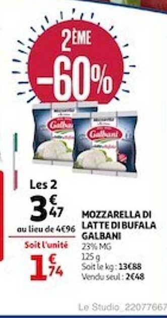 Auchan Mozzarella di latte di bufala galbani offre