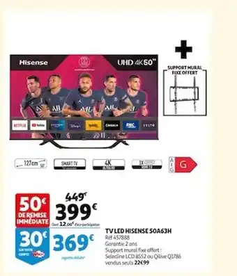 Auchan Tv led hisense 50a63h offre