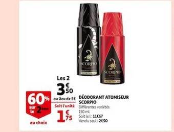 Auchan Déodorant atomiseur scorpio offre