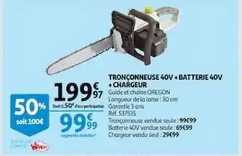 Tronçonneuse 40v + batterie 40v + chargeur