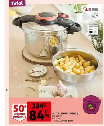 Auchan Autocuiseur clipso 7.5l seb offre