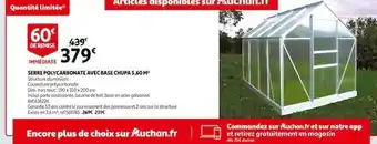 Auchan Serre polycarbonate avec base chupa 5,60 m² offre
