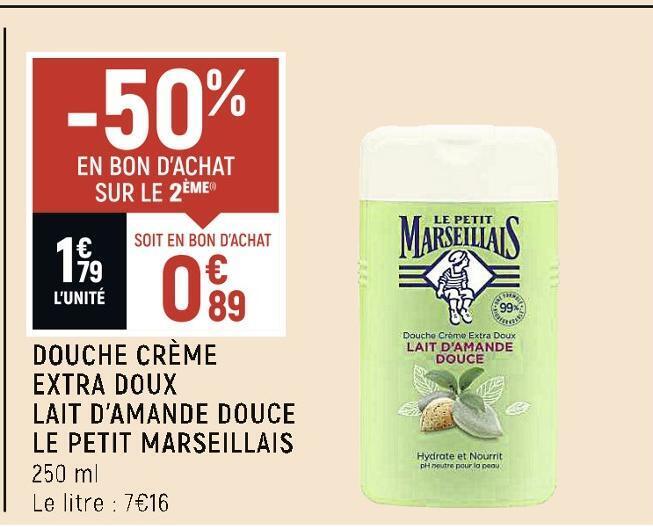 Promo Le petit marseillais douche crème extra doux lait d’amande douce
