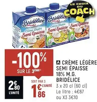 Bridélice crème légère semi épaisse 18% m.g.
