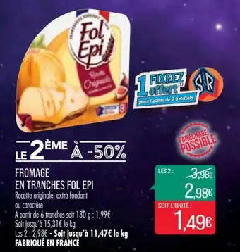 Match Fromage en tranches FOL EPI offre