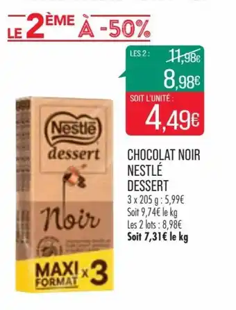 Match Chocolat noir nestlé dessert offre