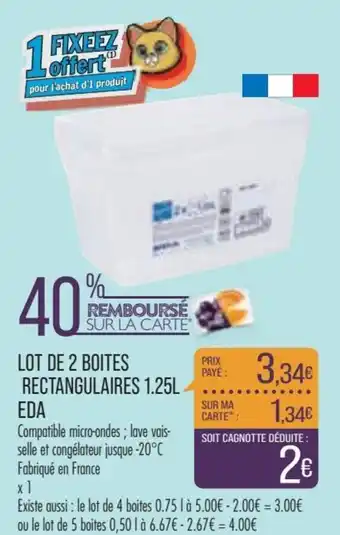 Lot de 2 Boites Rectangulaires 1.25L Eda