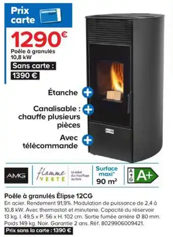Castorama Poêle à Granulés Élipse 12CG offre