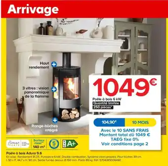 Castorama Poêle à Bois Aduro 9.6 offre
