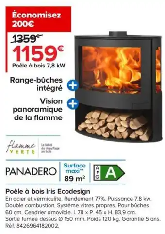 Castorama Poêle à Bois Iris Ecodesign offre