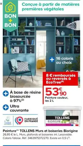 Castorama Peinture Tollens Murs et Boiseries Biorigine offre