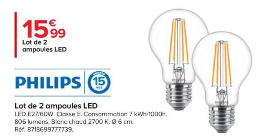 Promo Lot de 2 Ampoules LED chez Castorama