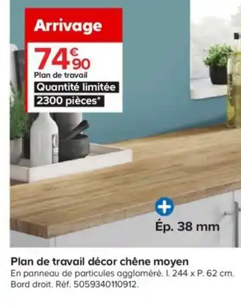 Castorama Plan de Travail Décor Chêne Moyen offre