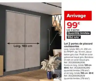 Castorama Lot 2 Portes De Placard Coulissantes offre