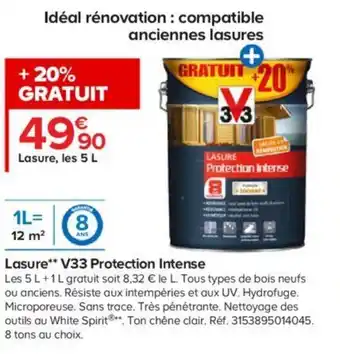 Castorama Lasure V33 Protection Intense offre