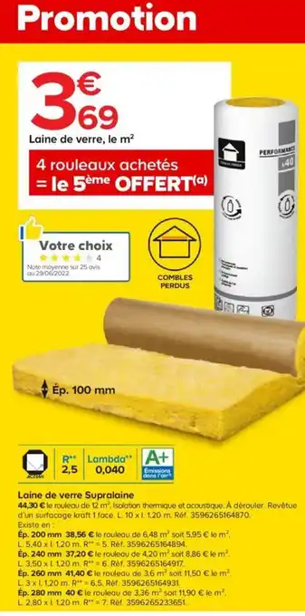 Castorama Laine de Verre Supralaine offre