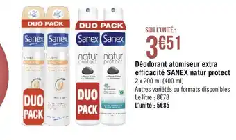 Déodorant atomiseur extra efficacité Sanex natur protect