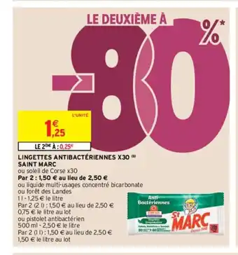 Intermarché Lingettes Antibactériennes x30 Saint Marc offre