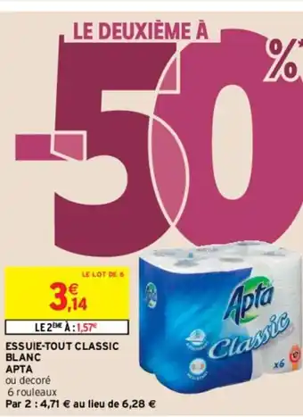 Intermarché Essuie-Tout Classic Blanc Apta offre